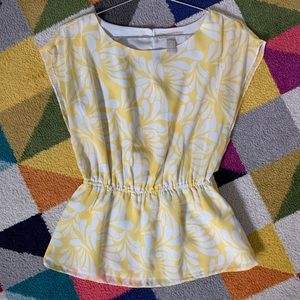 Banana Republic Yellow Floral Cinched Waist Top - Size XS